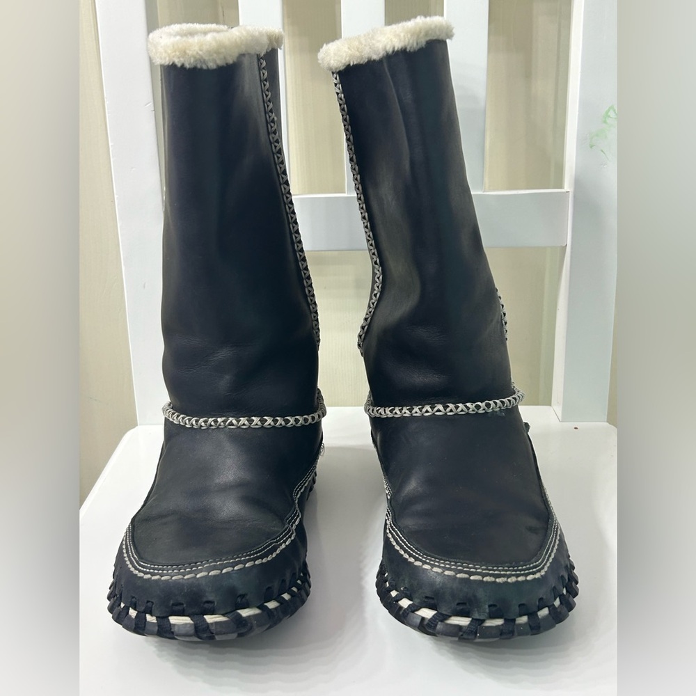 Nike Women Winter Boots Sz 6 ACG Puddle Proof Valenka Wool PullOn Moccasin Black - Picture 3 of 10